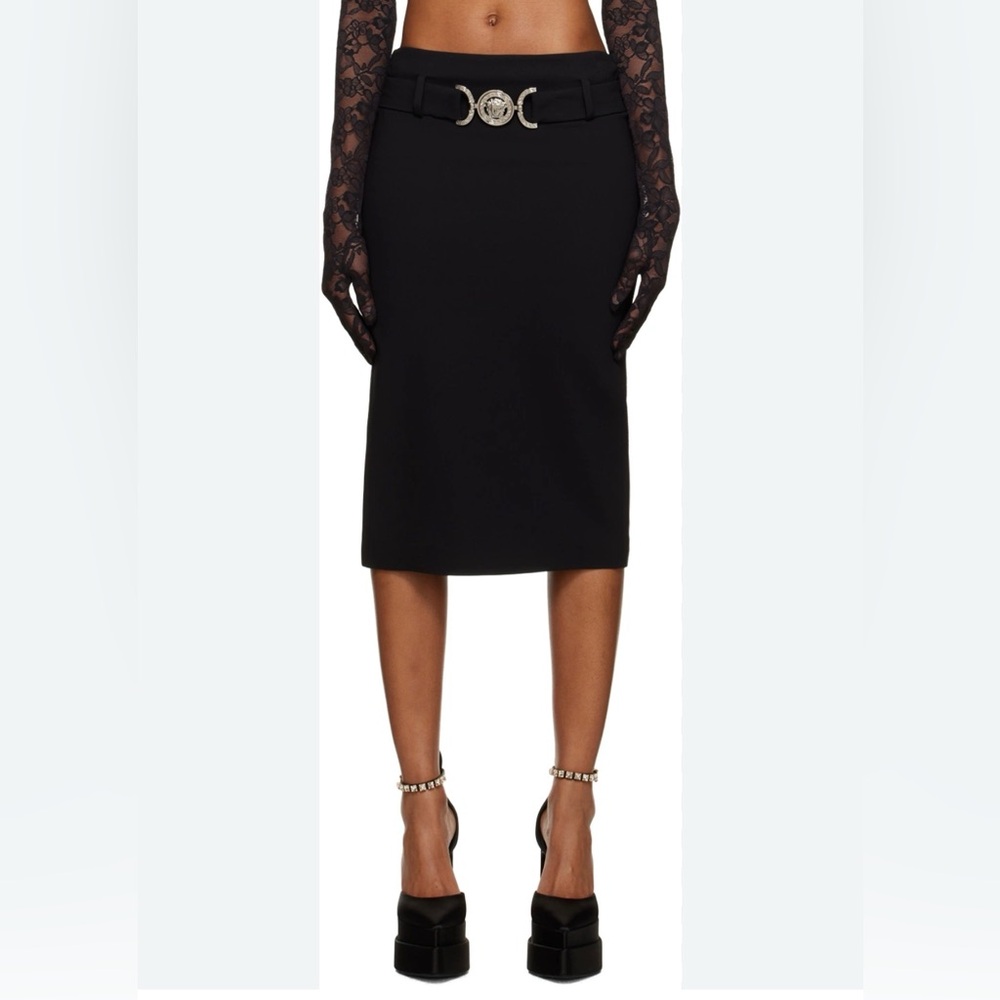 Versace Black Medusa '95 Midi Skirt Never Worn sz 38